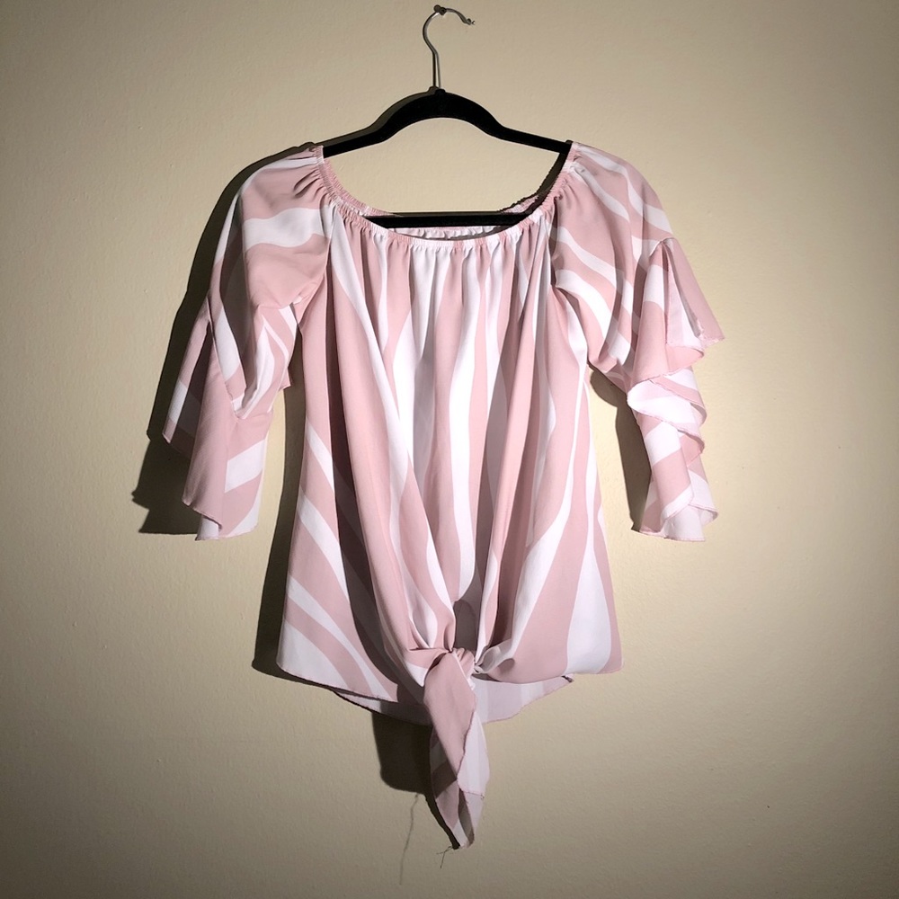 Off shoulder tie up crop top, size m, lightly worn